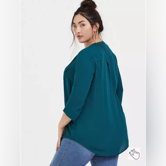 Torrid Size 3 Harper Georgette Pullover 3/4 Sleeve Tunic Blouse - Picture 2 of 2